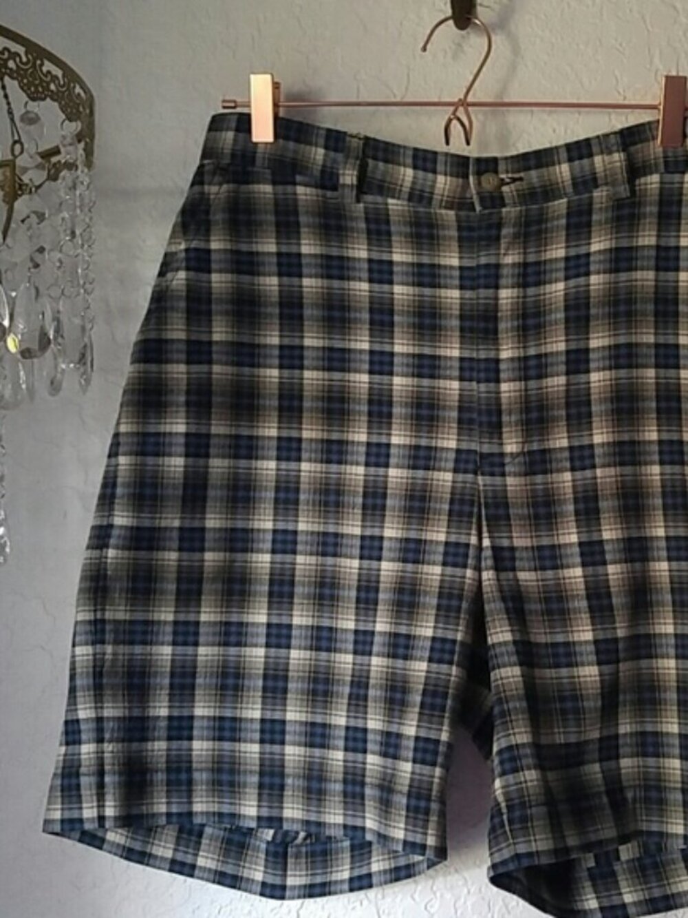 Polo by Ralph Lauren "Philip Short" SZ 33 Plaid Flat Front Side Pocket Shorts
